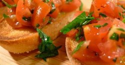 Bruschetta with basil and tomatoes