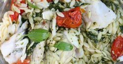 Grilled Halibut with tomatoe pesto