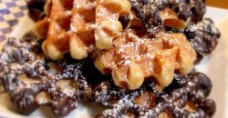 Original belgium waffles with milk chocolate glaze